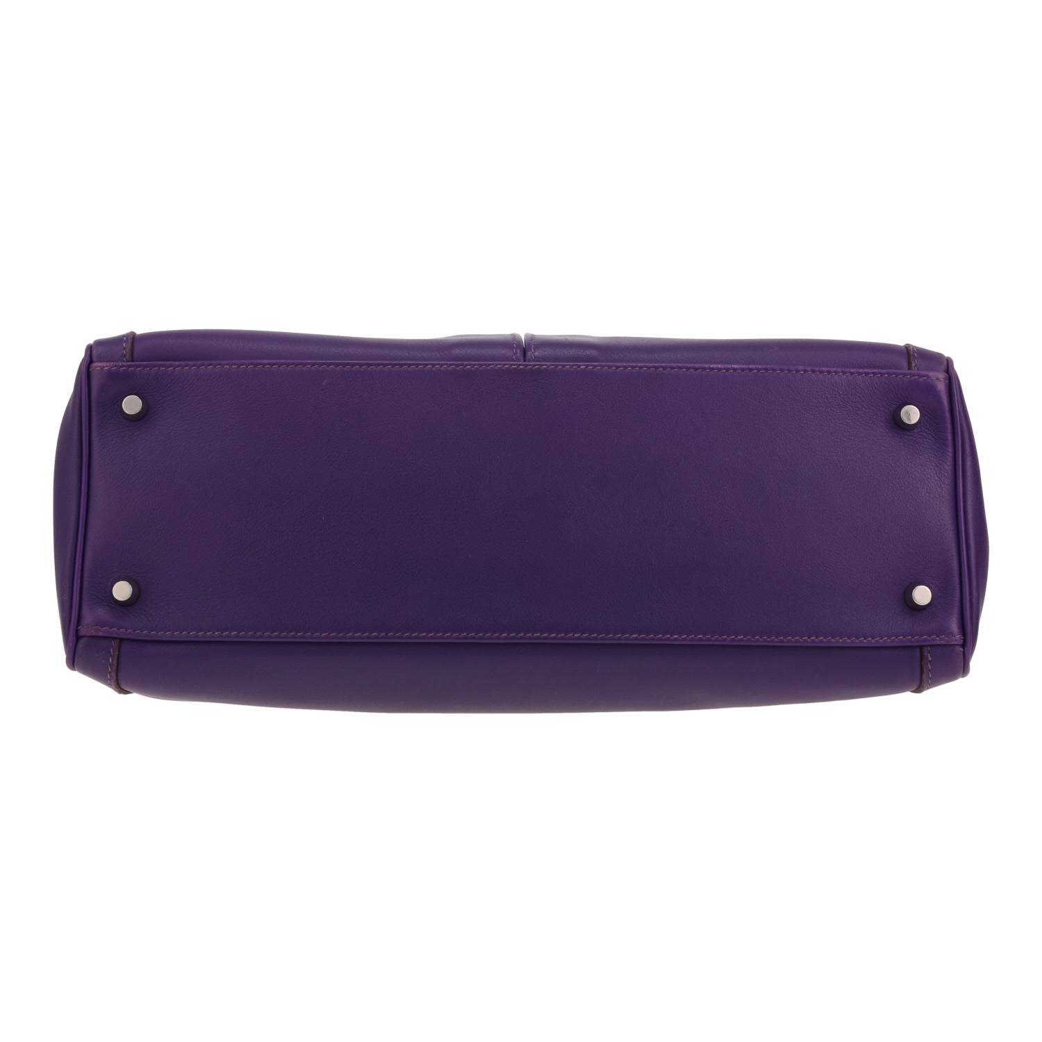 Bolso Hermès Kelly Lakis de piel Swift en color violeta Anemone - Detail D1