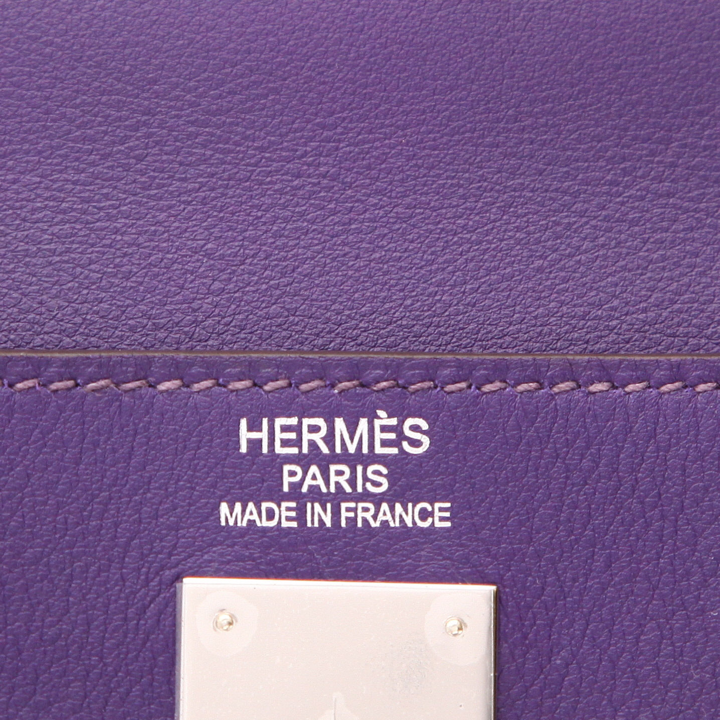 Borsa Hermès Kelly Lakis in pelle Swift viola Anemone - Detail D2