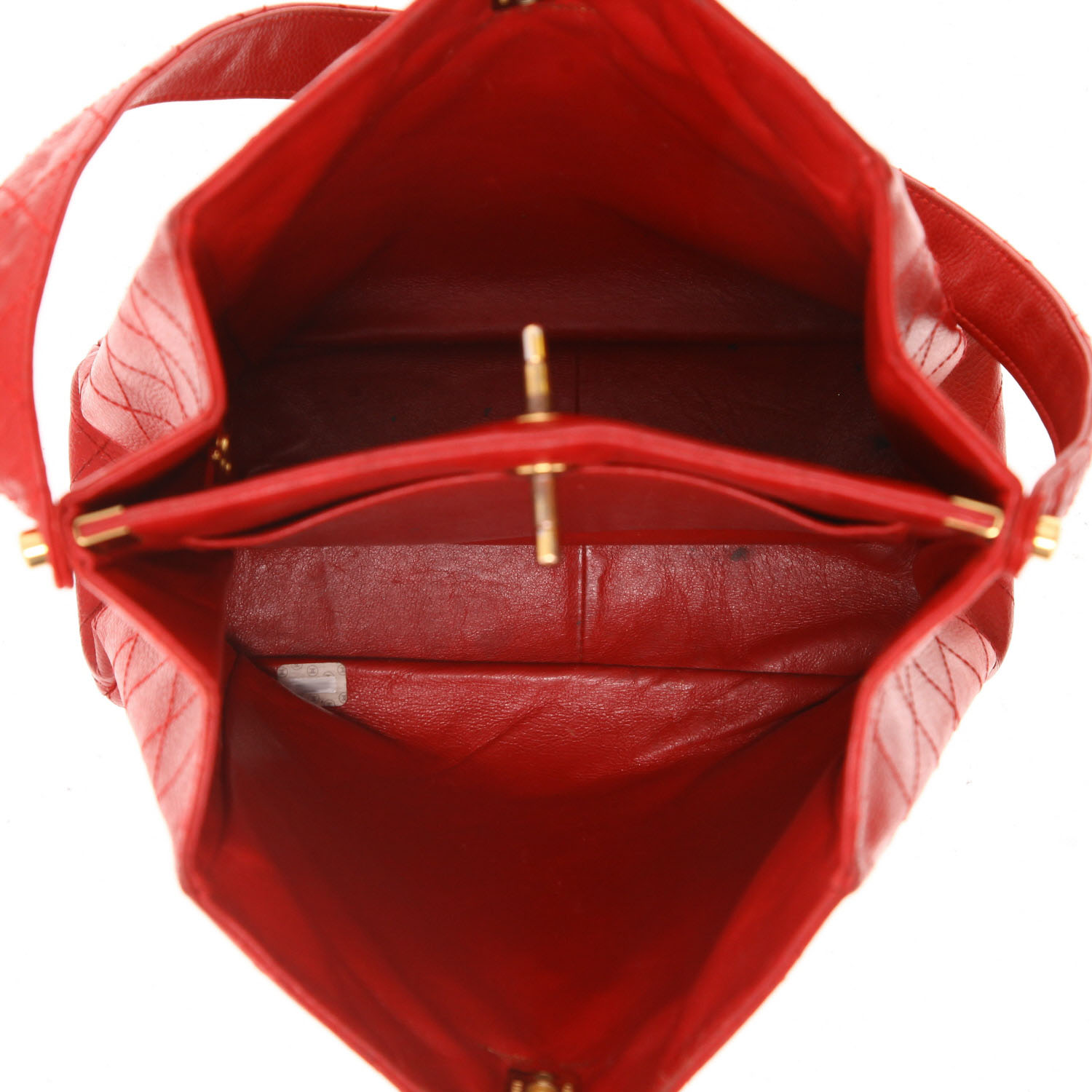 Sac à main Chanel  Vintage en cuir matelassé rouge - Detail D3