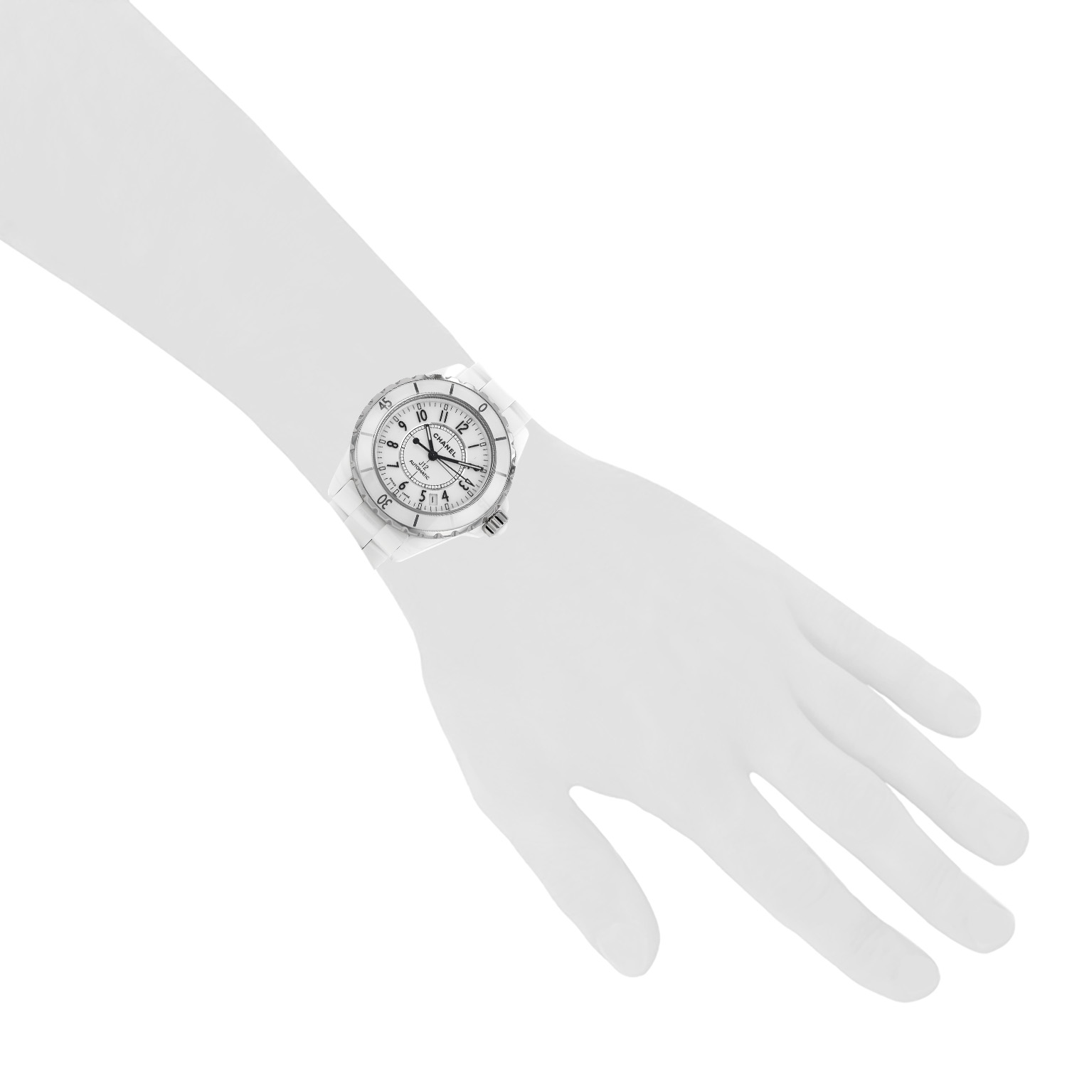 Montre Chanel J12 en céramique blanche et acier Ref: Chanel - H0970  Vers 2019 - Detail D1