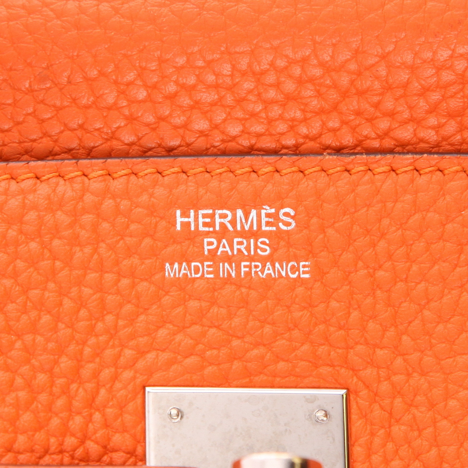 Borsa Hermès  Birkin 35 cm in pelle togo arancione - Detail D2
