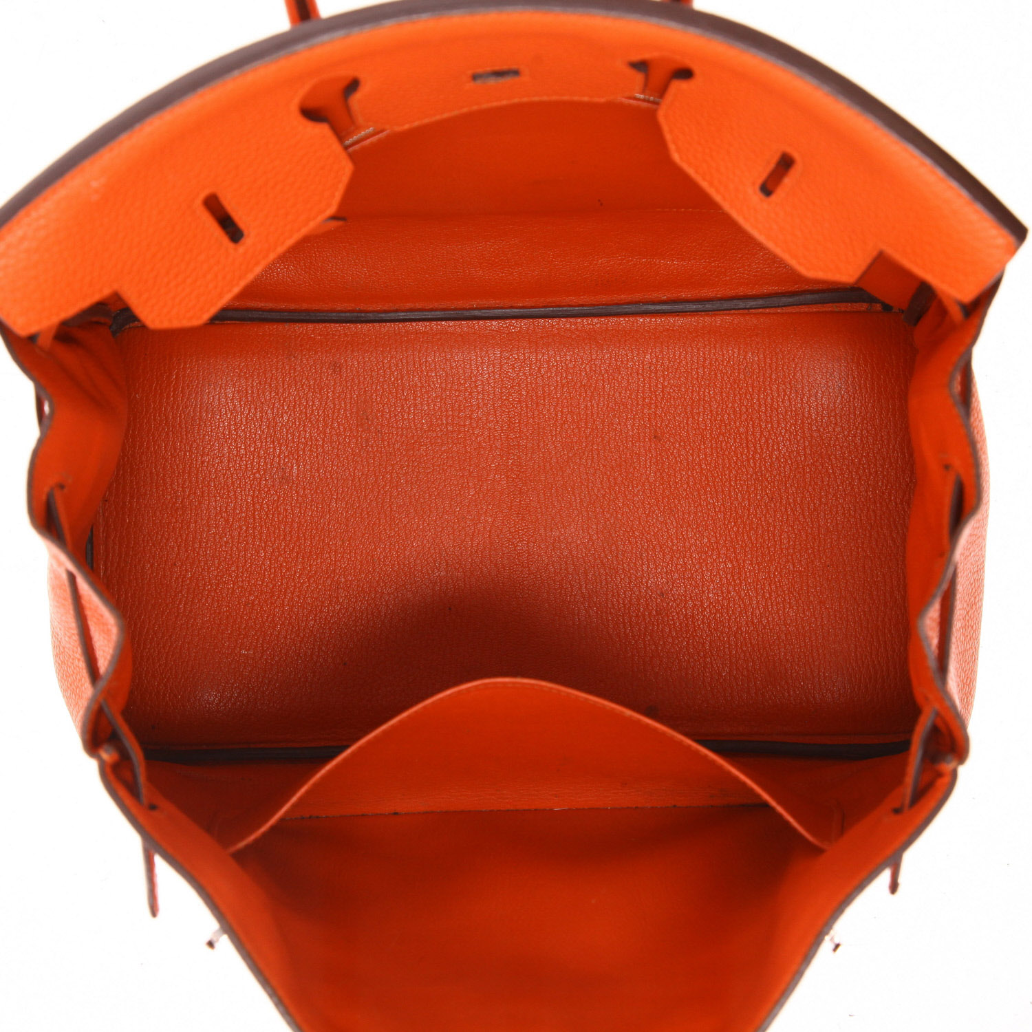 Bolso de mano Hermès  Birkin 35 cm en cuero togo naranja - Detail D3