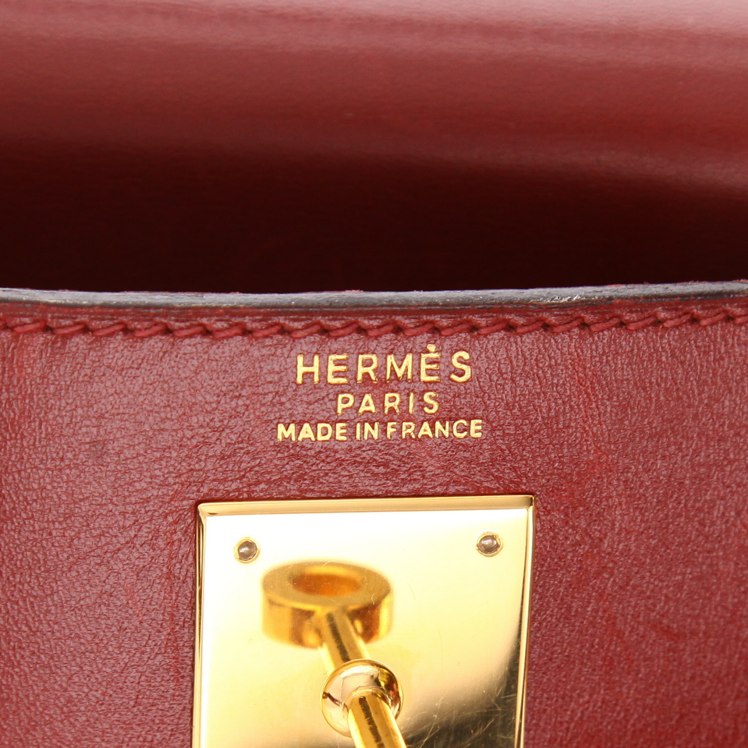 Borsa Hermès  Kelly 32 cm in pelle box rosso H - Detail D2