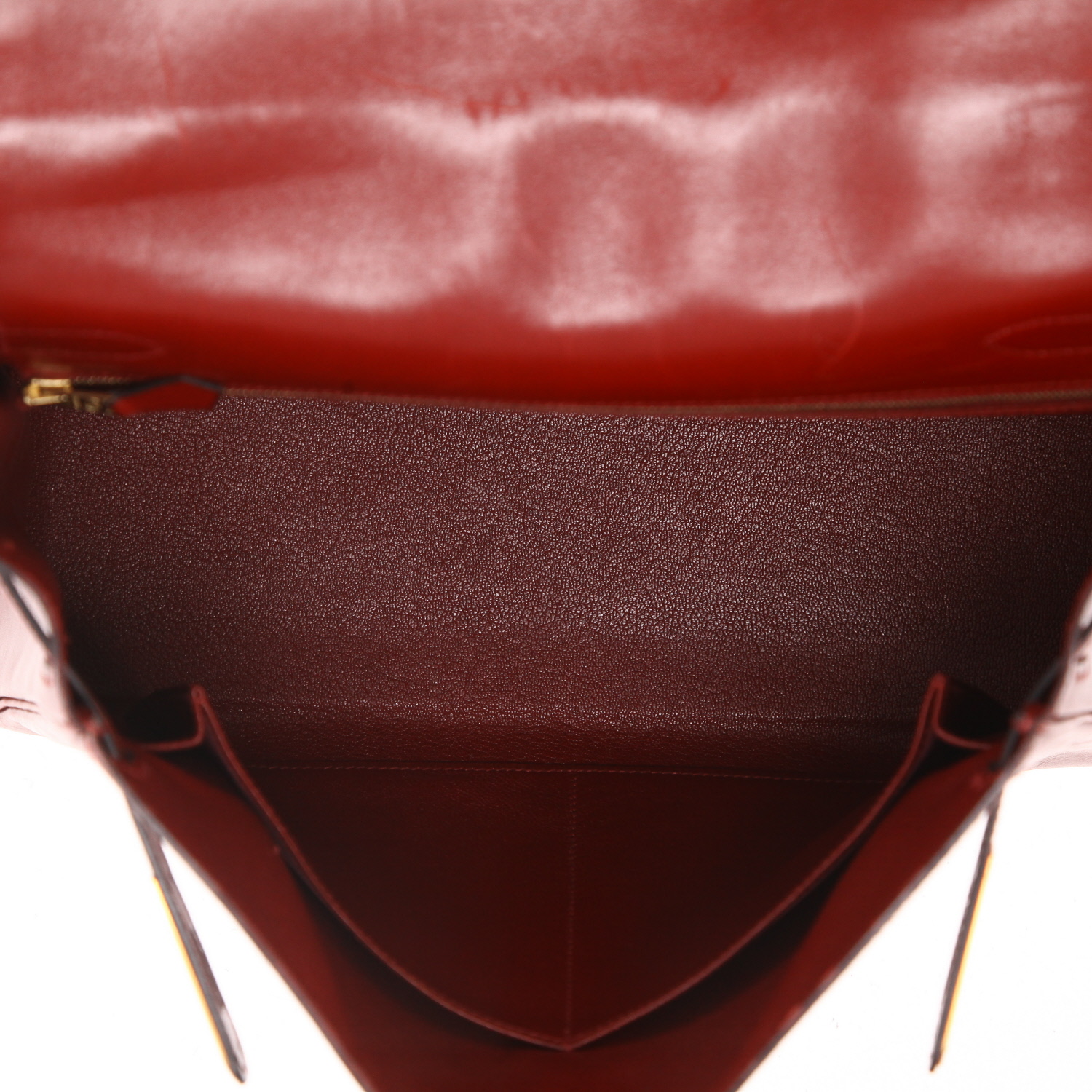 Hermès  Kelly 32 cm handbag  in red H box leather - Detail D3