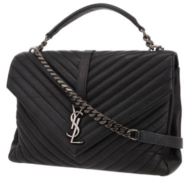 Borsa Saint Laurent  College in pelle trapuntata a zigzag nera