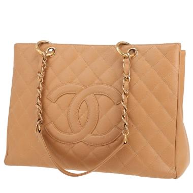 Borsa Chanel  Shopping GST in pelle martellata e trapuntata beige