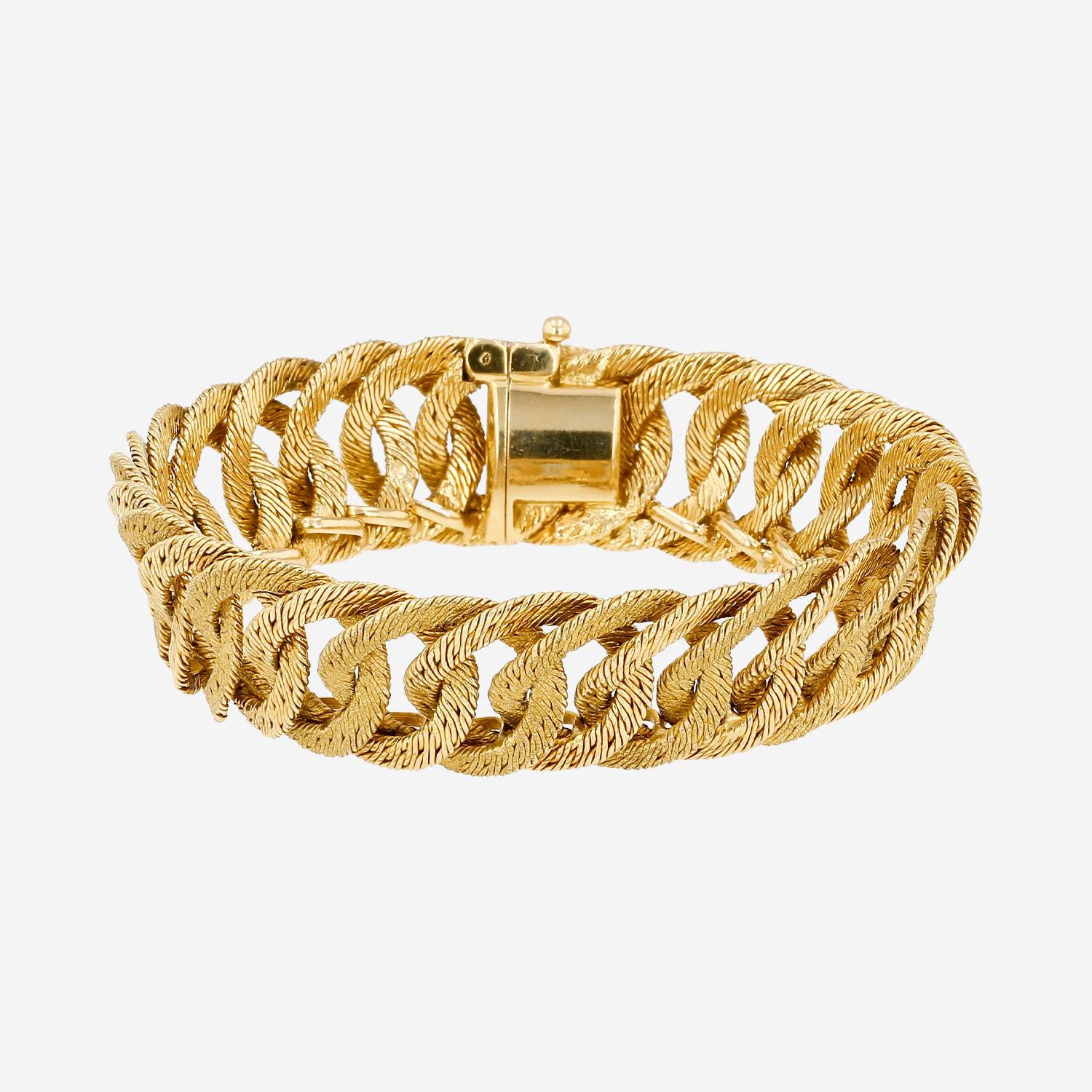 Brazalete época años 70 Vintage Georges Lenfant Paillette de oro amarillo