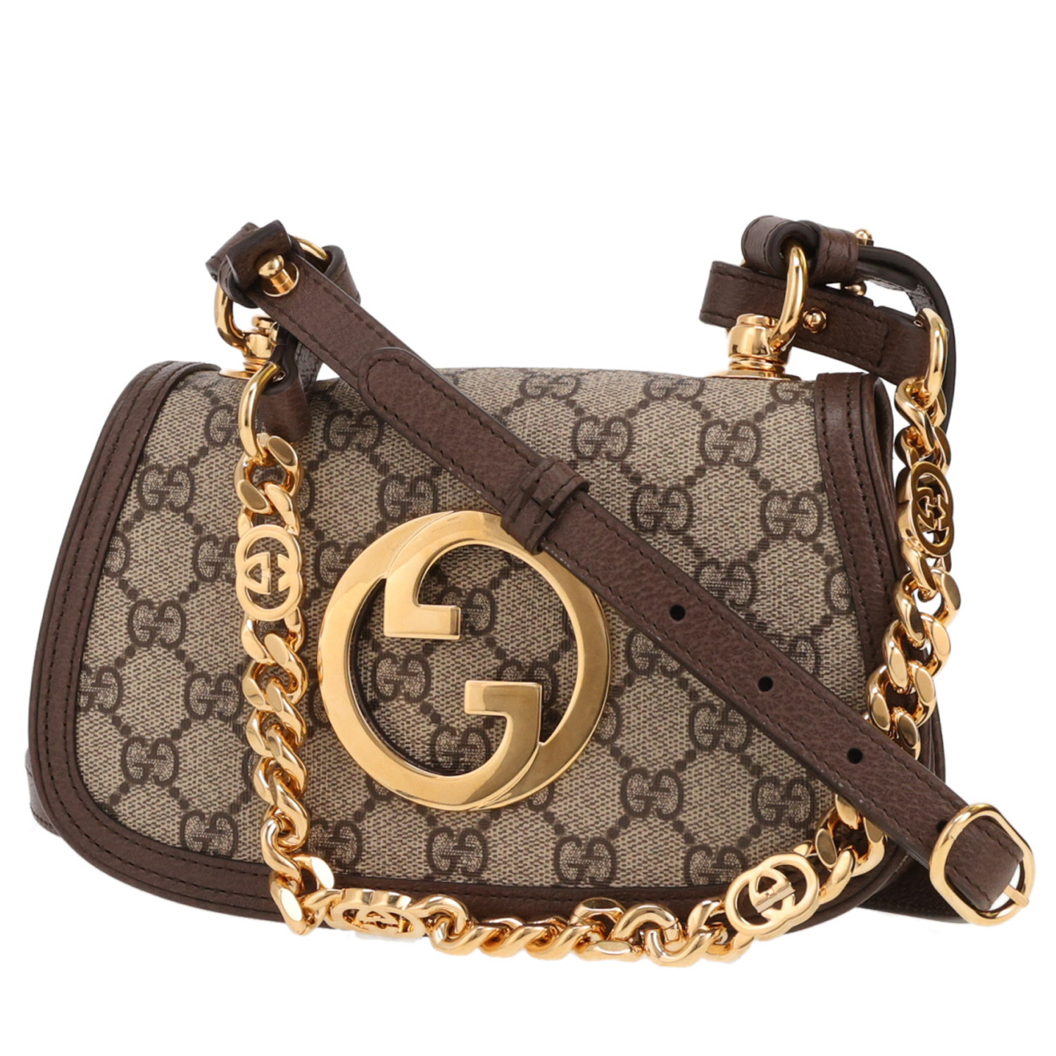 Borsa a tracolla Gucci  Blondie mini  in tela siglata beige e pelle marrone - Detail D4