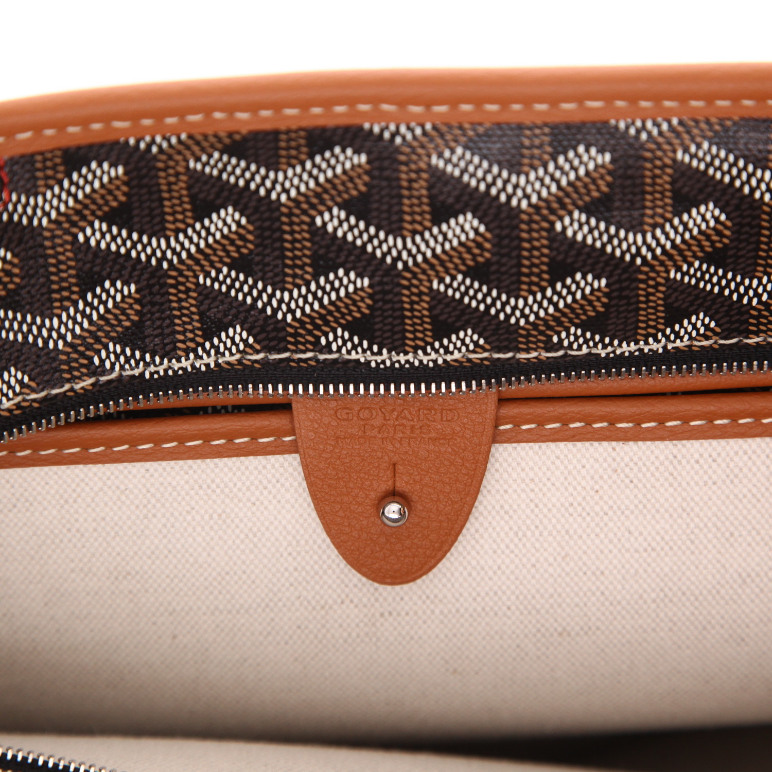 Goyard  Artois shopping bag  in brown Goyard canvas  and brown leather - Detail D2