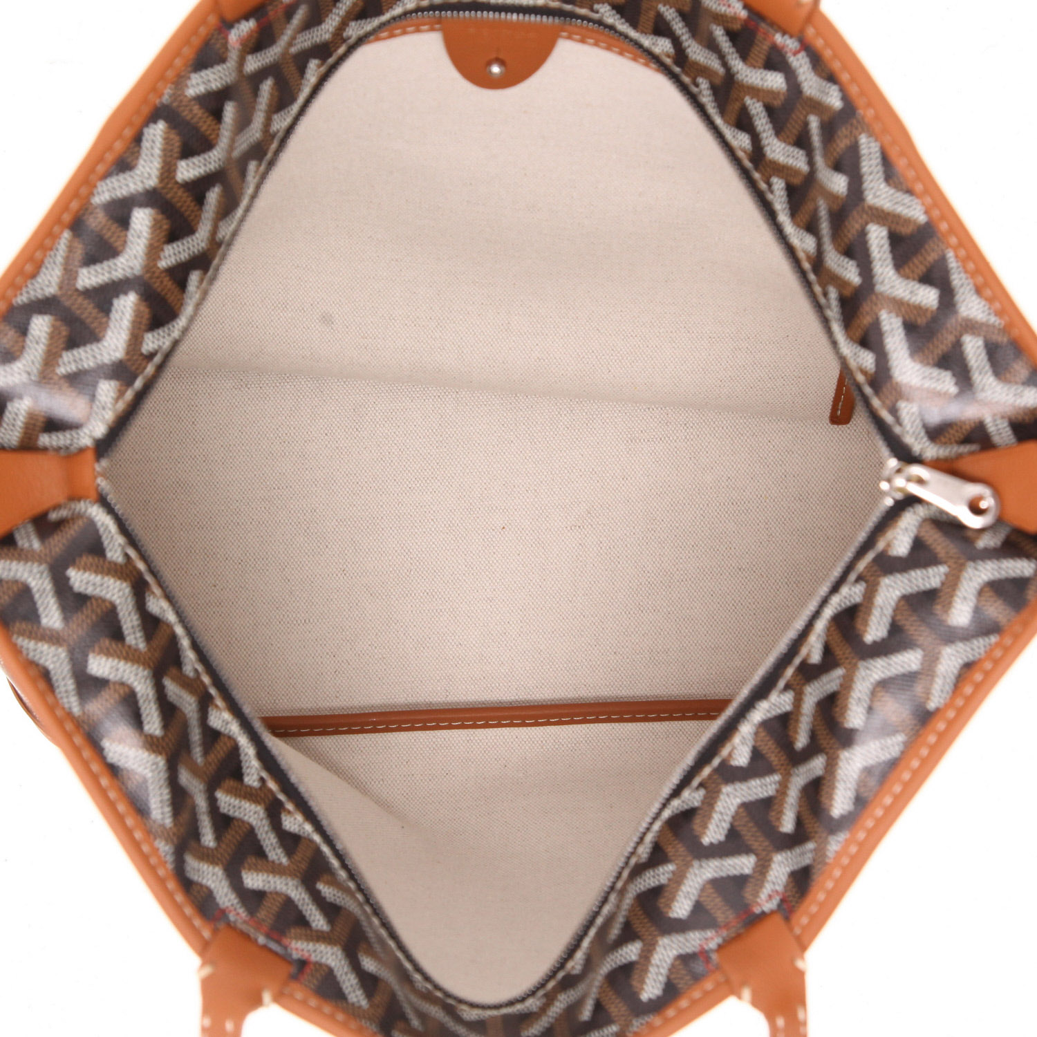 Sac cabas Goyard  Artois en toile Goyardine marron et cuir marron - Detail D3