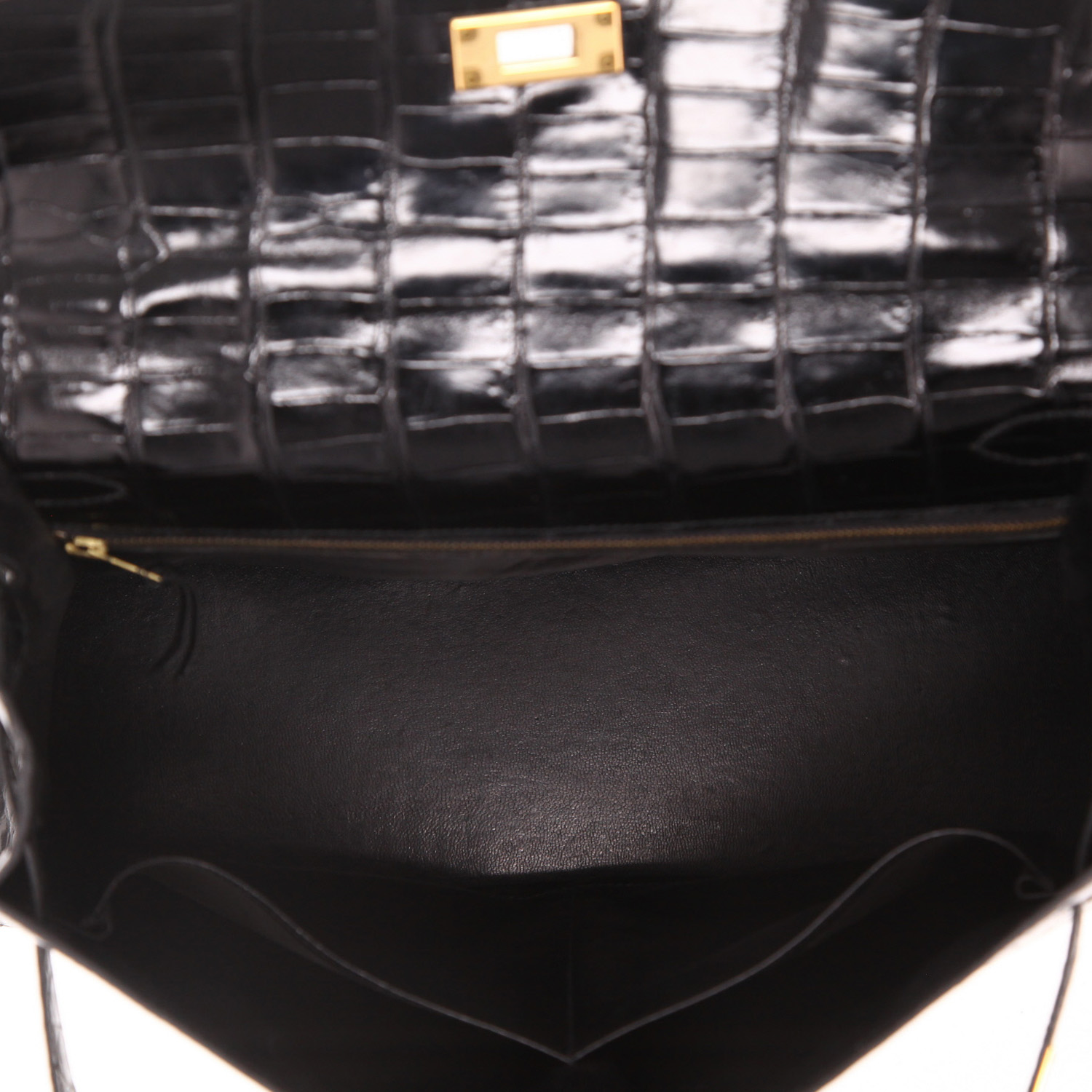 Borsa Hermès  Kelly 32 cm in coccodrillo marino nero - Detail D3