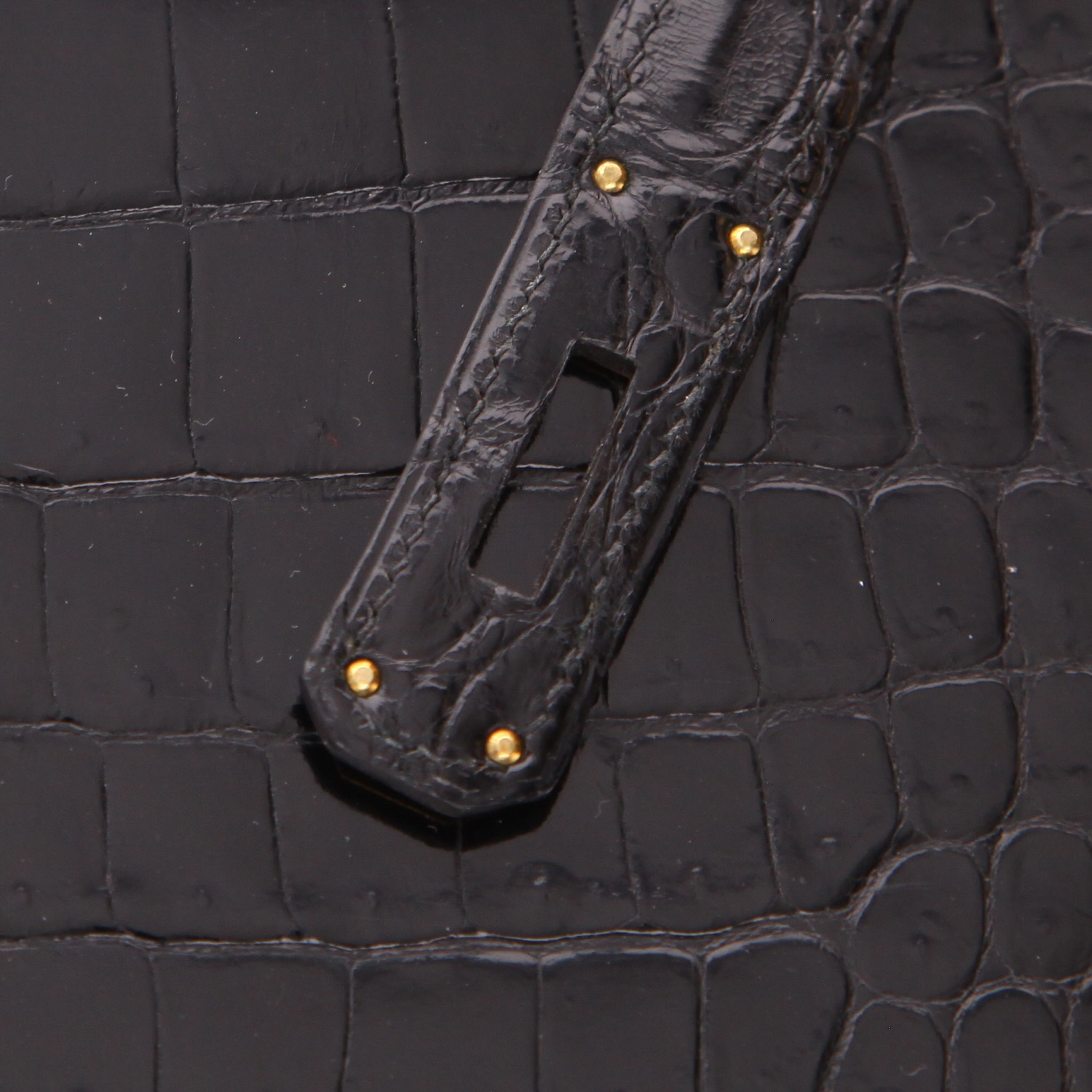 Borsa Hermès  Kelly 32 cm in coccodrillo marino nero - Detail D4