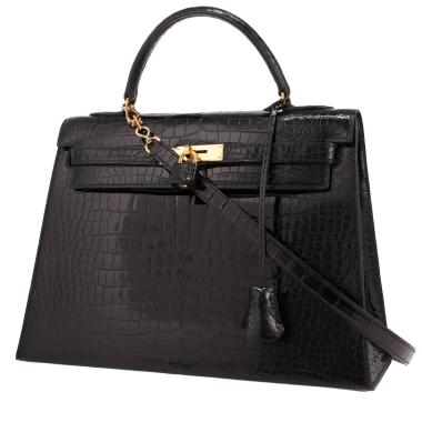 Borsa Hermès  Kelly 32 cm in coccodrillo marino nero