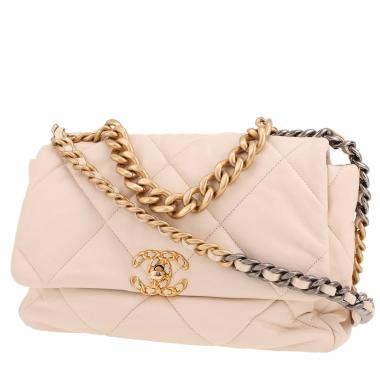 Sac bandoulière Chanel  19 en cuir matelassé beige