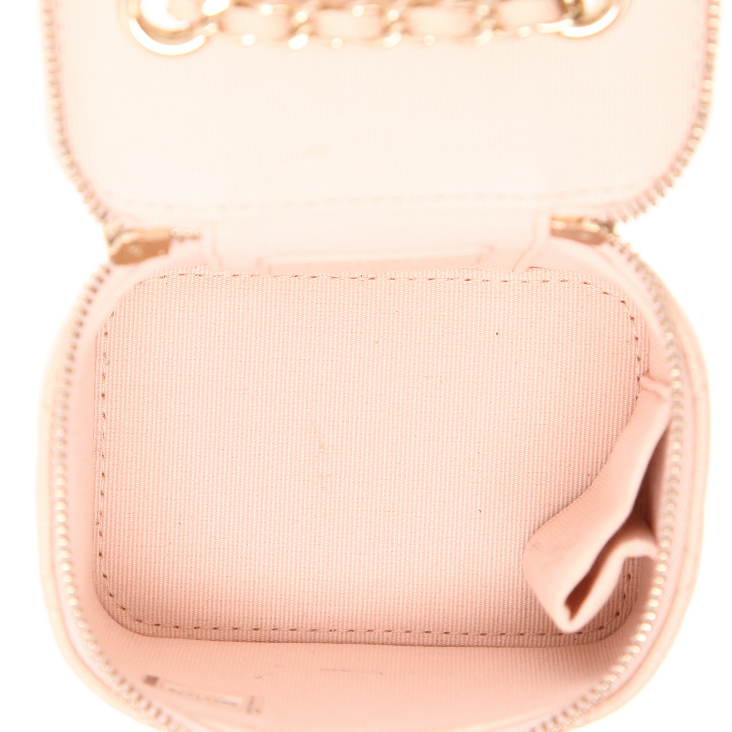 Chanel  Vanity - Pocket Hand shoulder bag  in rosy beige quilted grained leather - Detail D3