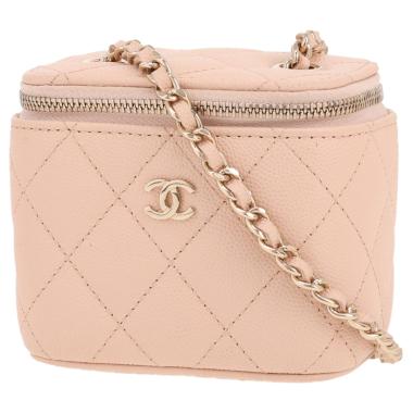 Bolso bandolera  Chanel Vanity - Pocket Hand en cuero granulado acolchado beige rosado