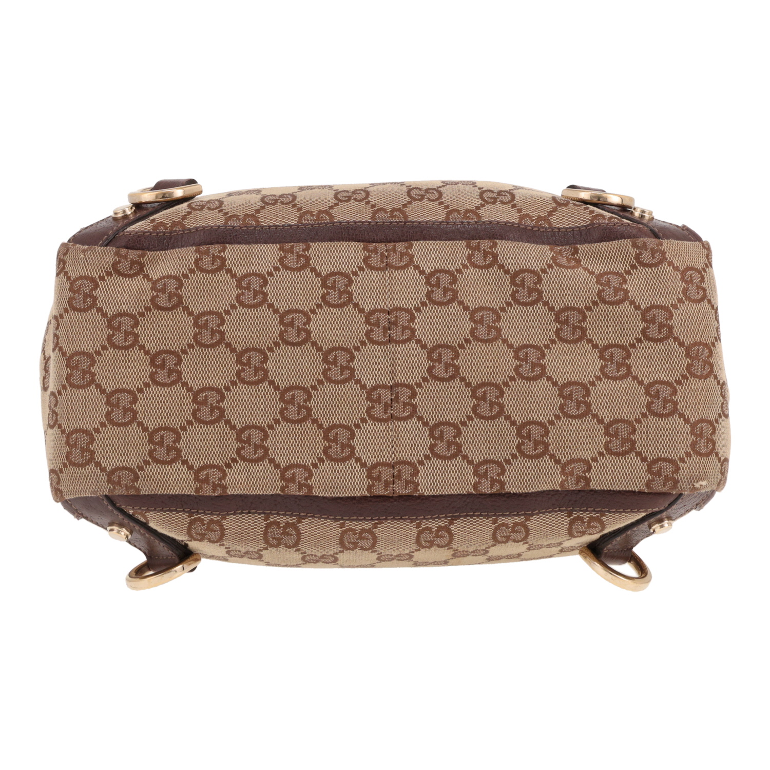 Bolso Gucci Abbey de lona GG Supreme beige y piel marrón - Detail D1
