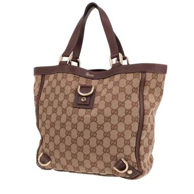 Bolso Gucci Abbey de lona GG Supreme beige y piel marrón
