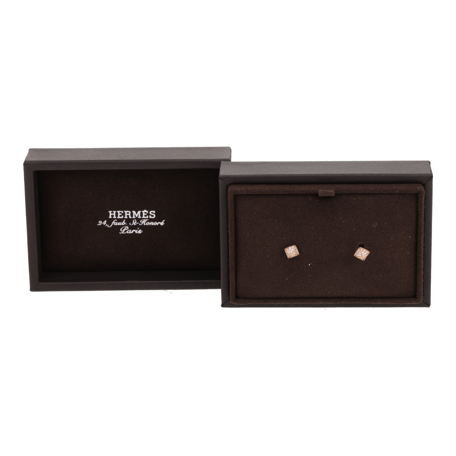 Hermès Clou d'H small earrings in pink gold and diamonds - Detail D2