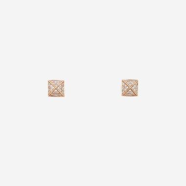 Paire de puces d'oreilles Hermès Clou d'H en or rose et diamants