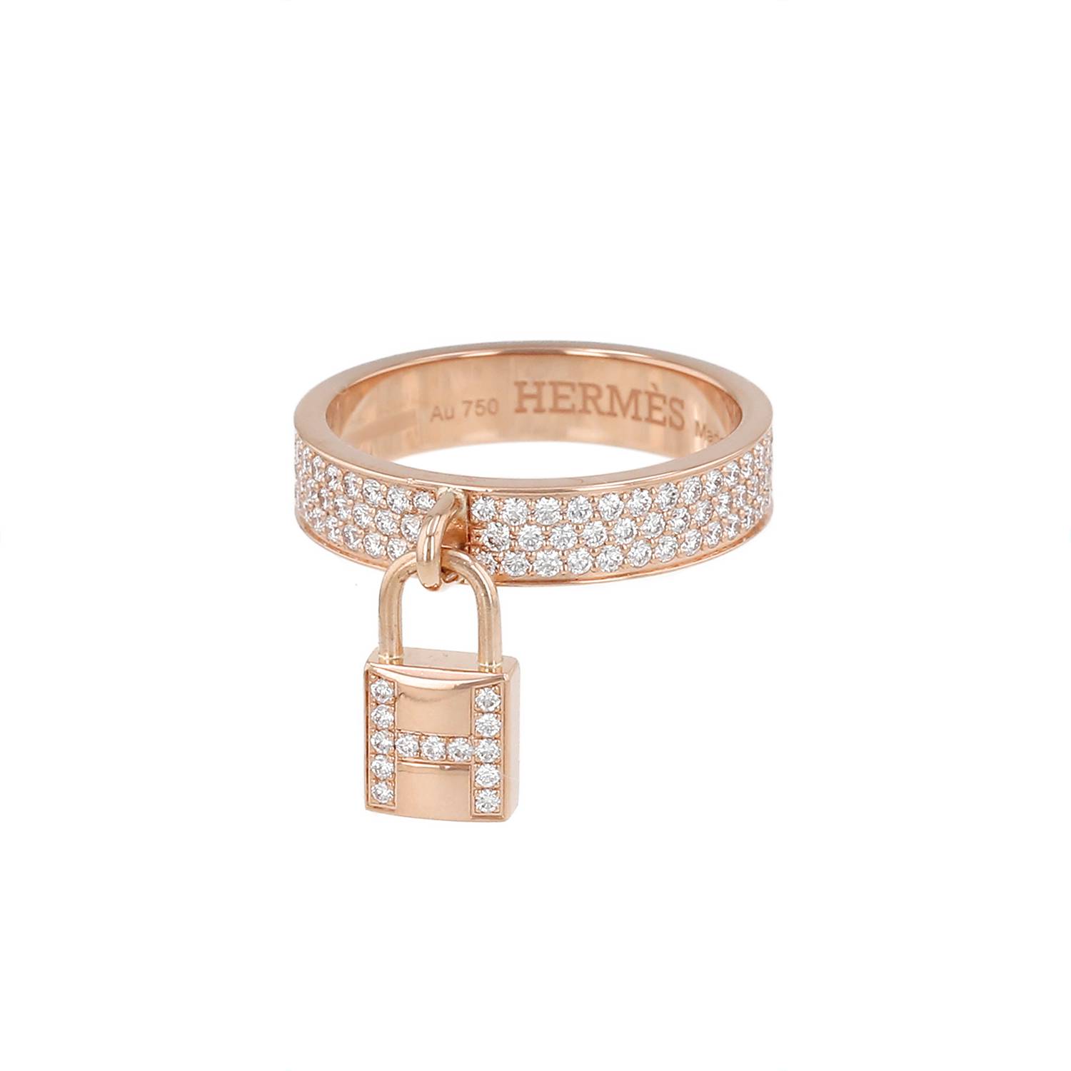 Bague Hermès Kelly Clochette or rose diamants occasion