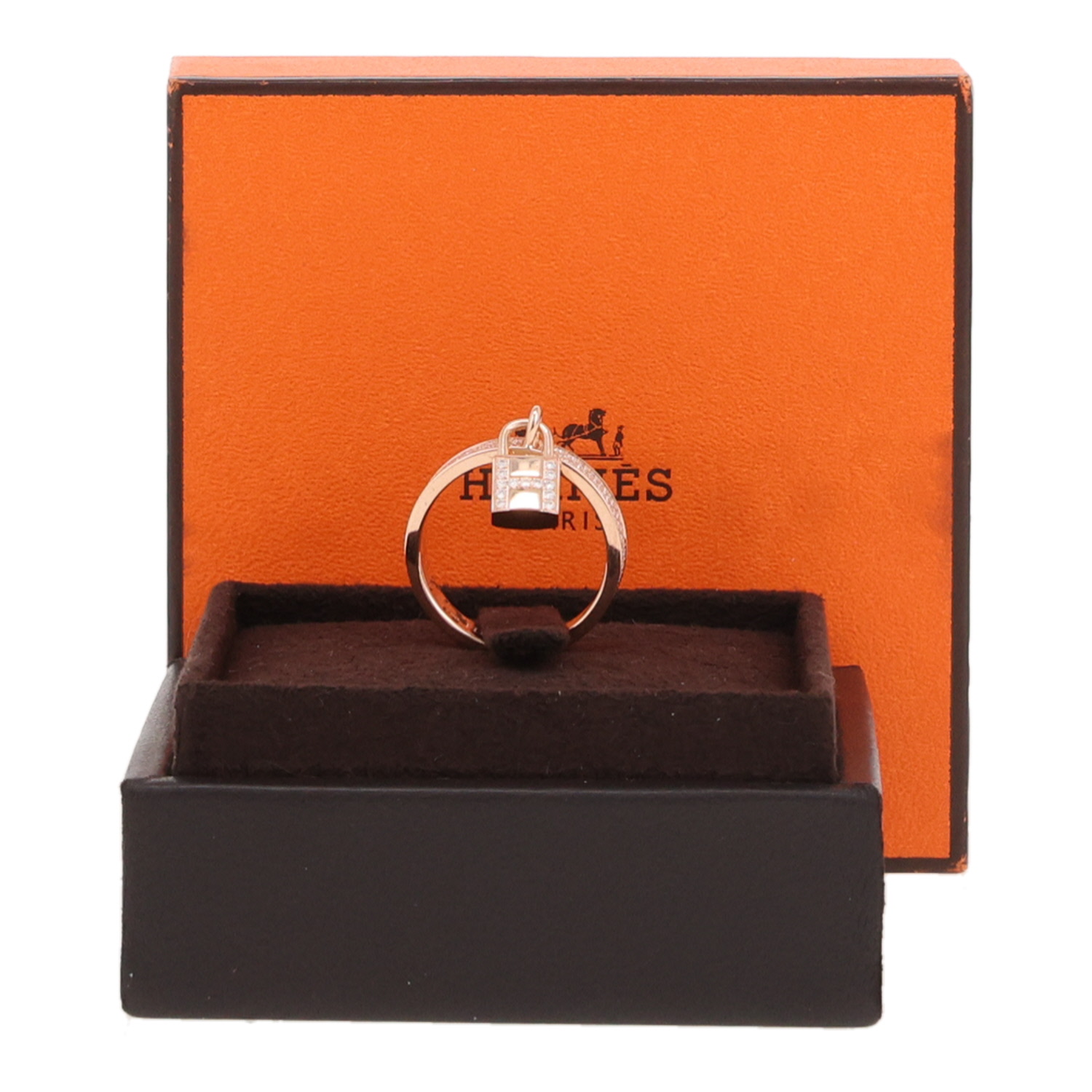 Hermès Kelly Clochette medium model ring in pink gold and diamonds - Detail D2