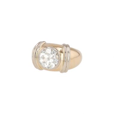 Anello con sigillo Poiray  in oro giallo, oro bianco e diamante