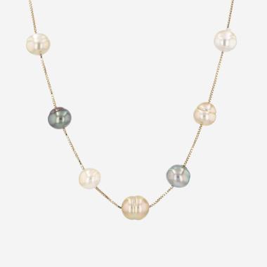 Collier Tasaki en or jaune et perles de culture