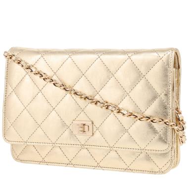 Chanel  2.55 - Wallet on Chain shoulder bag  in gold quilted leather