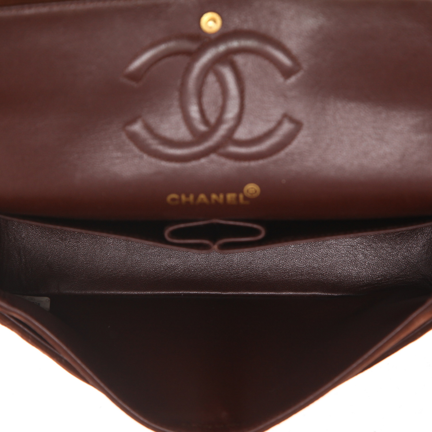 Sac bandoulière Chanel  2.55 en Veau velours marron - Detail D3