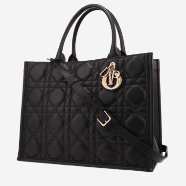 Dior   shopping bag  in black leather cannage