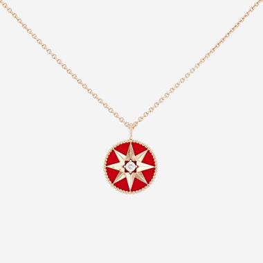 Collana lunga Dior Rose des vents in oro rosa, diamante e ceramica