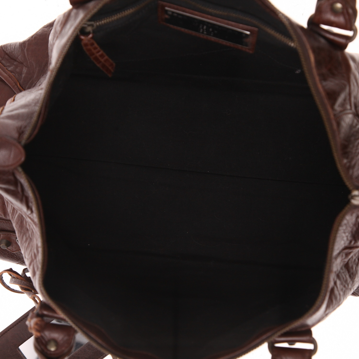 Balenciaga  City handbag  in brown burnished leather - Detail D3