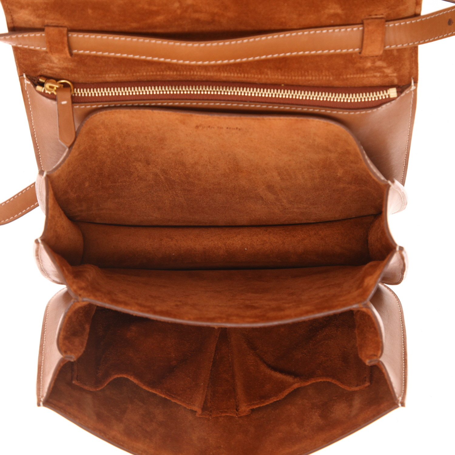 Celine  Classic Box shoulder bag  in brown box leather - Detail D3