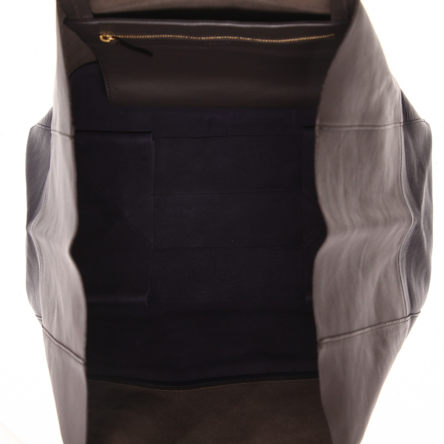 Sac cabas Celine  Horizontal en cuir gris et bleu-marine - Detail D3