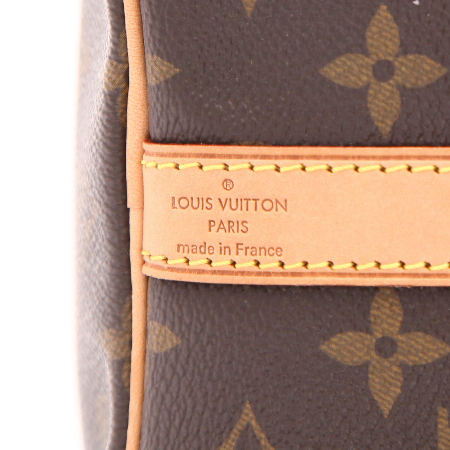 Sac à main Louis Vuitton  Speedy 35 en toile monogram marron et cuir naturel - Detail D2