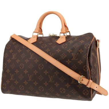 Bolso de mano Louis Vuitton  Speedy 35 en lona Monogram marrón y cuero natural