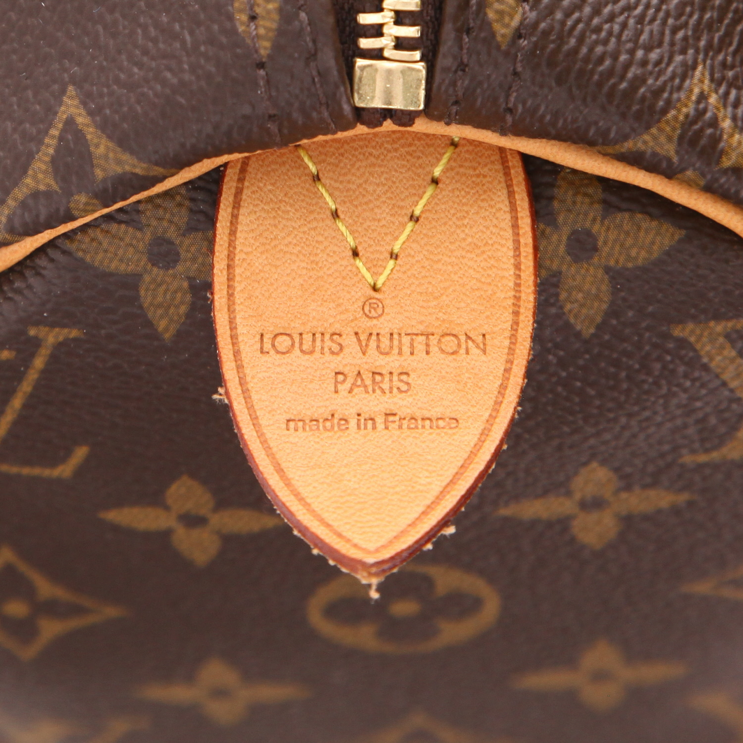 Bolso de mano Louis Vuitton  Speedy 40 en lona Monogram marrón y cuero natural - Detail D2