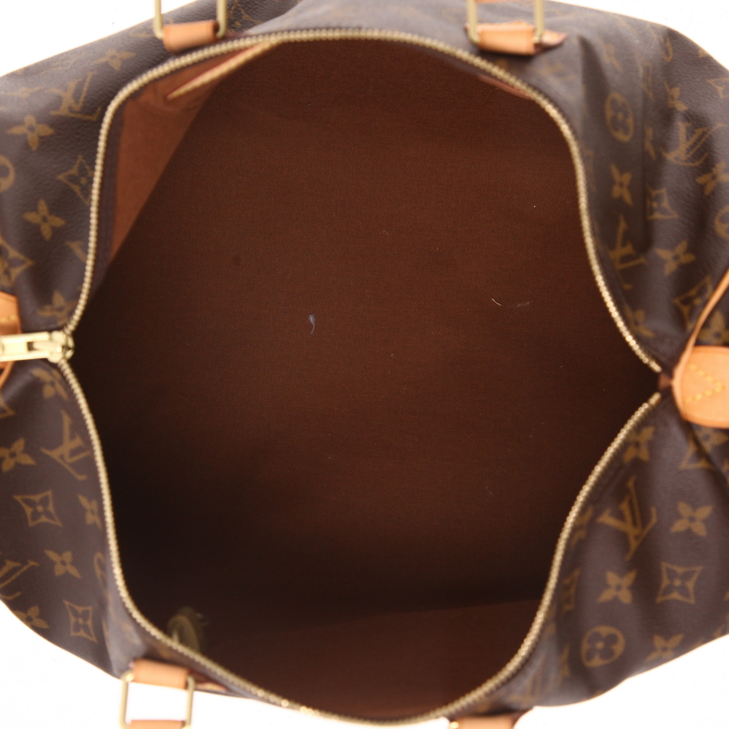 Bolso de mano Louis Vuitton  Speedy 40 en lona Monogram marrón y cuero natural - Detail D3