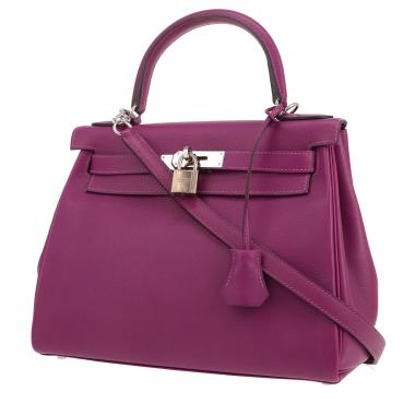 Bolso de mano Hermès  Kelly 28 cm en cuero Evercolor violeta Anemone