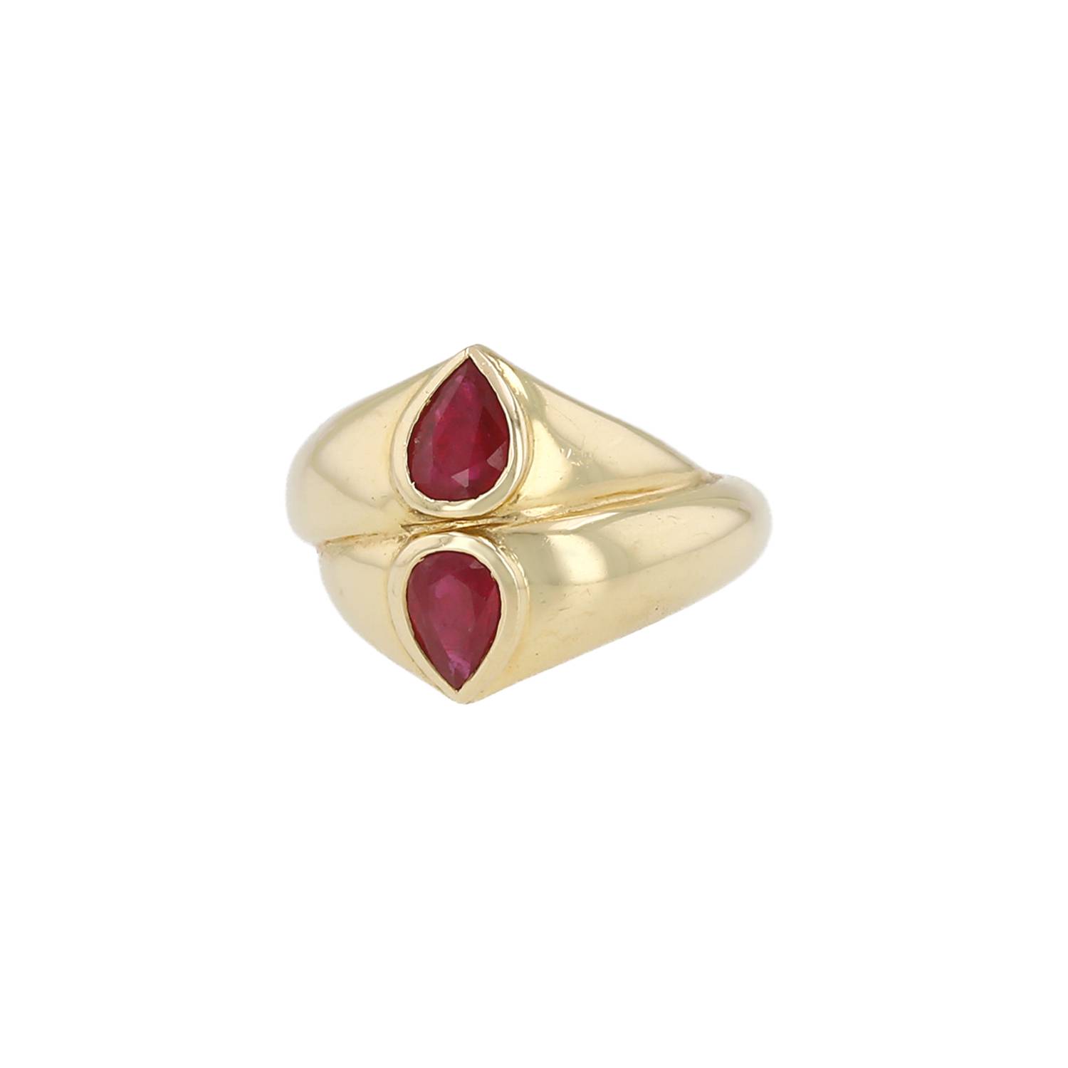 Bague Vintage Or Jaune Rubis Poire – Occasion