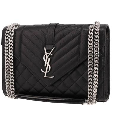 Saint Laurent  Envelope shoulder bag  in black grained leather