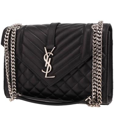 Saint Laurent  Envelope shoulder bag  in black grained leather