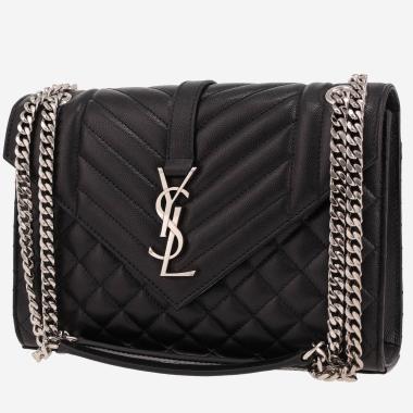 Sac bandoulière Saint Laurent  Envelope en cuir grainé noir