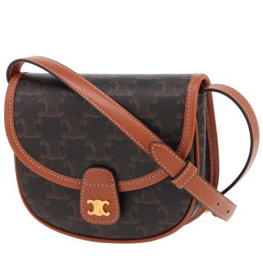 Sac bandoulière Celine  Folco en toile monogram marron et cuir marron