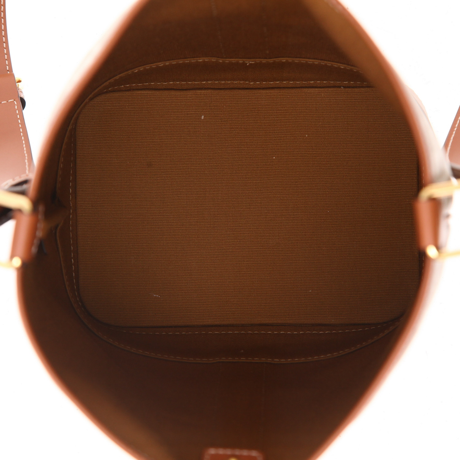Bolso bandolera Celine  Seau modelo pequeño  en tejido "Triomphe" blanco y cuero marrón - Detail D3