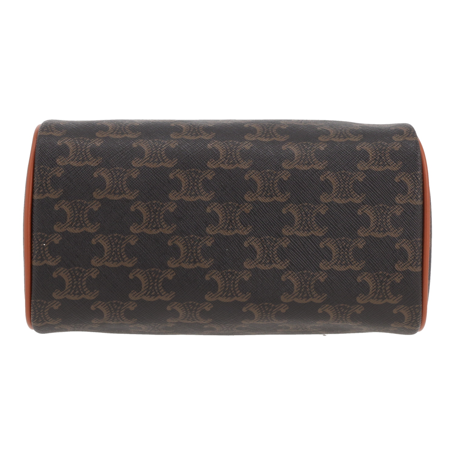 Borsa Celine  Boston modello piccolo  in tela "Triomphe" e pelle marrone - Detail D1