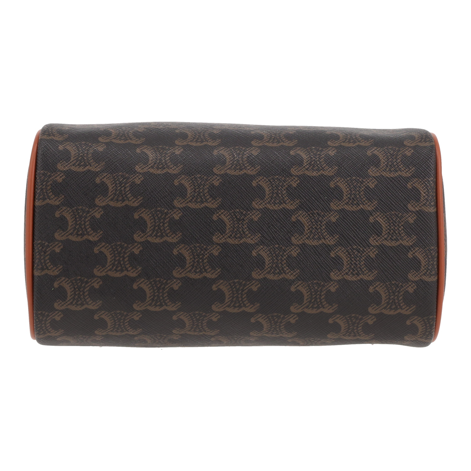Borsa Celine  Boston modello piccolo  in tela "Triomphe" e pelle marrone - Detail D1