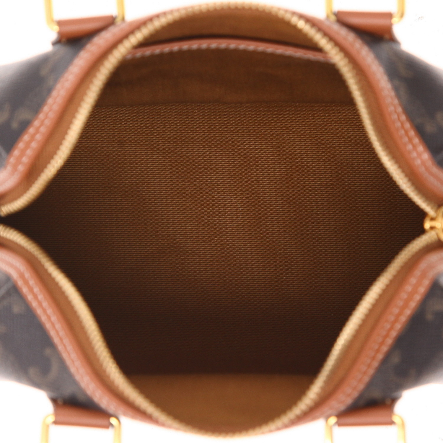 Borsa Celine  Boston modello piccolo  in tela "Triomphe" e pelle marrone - Detail D3