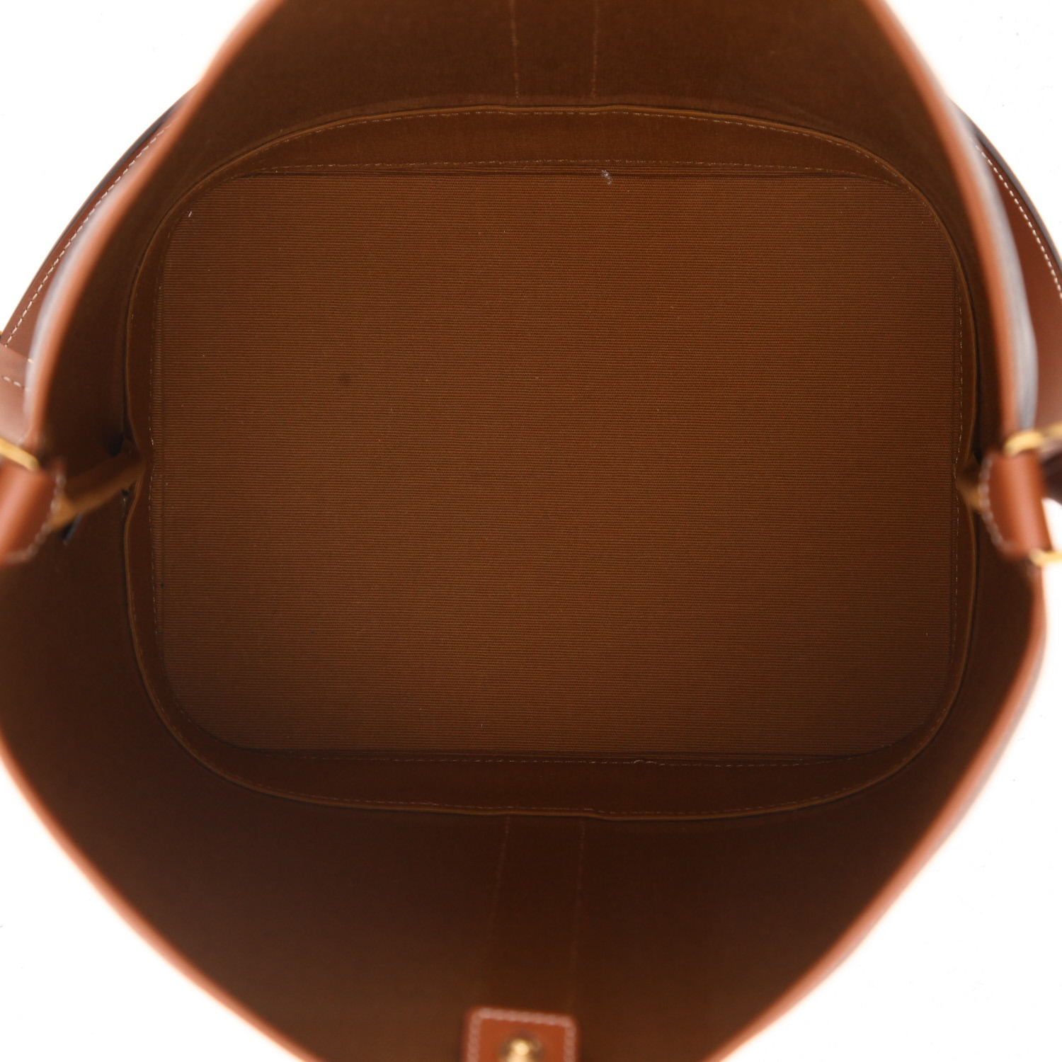 Bolso bandolera Celine  Seau modelo mediano  en tejido "Triomphe" marrón y cuero marrón - Detail D3